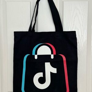 TikTok Black Tote with Iconic Logo BRAND NEW